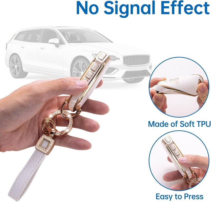 CACARLIKE for Kia Key Fob Cover with Leather Lanyard, Car Key Fob Case Compatible with Kia Carnival Cadenza 6/7 Buttons KA4 EX SX LX Fiesta Smart Key Protector Holder - Image 3